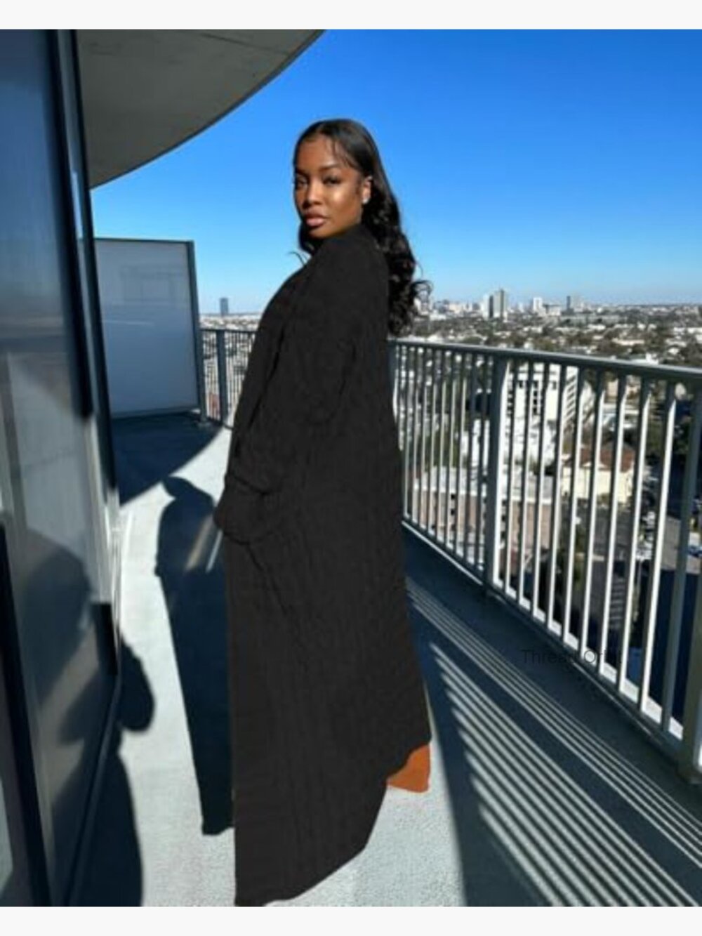 Long Cardigan Sweater Open Front Cable Knit Floor Length Pockets Chunky - Picture 3 of 7